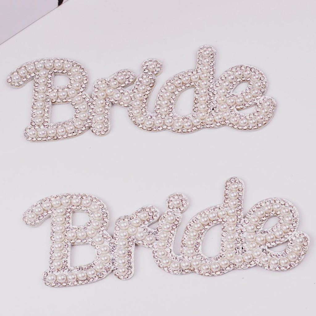 Exquisite Pearl Bride Rhinestone Letter Stickers for DIY Fashion: Clothing, Shoes, Hats Accessories