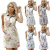 Womens Summer Floral Print Golf Skort With Zipper Sleeveless Collar Top