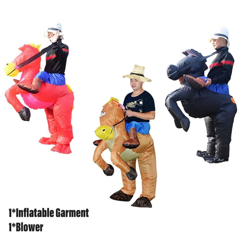 Inflatable Horse Costume For Adults Creative Performance Outfit Polyester Material Brown/red/black
