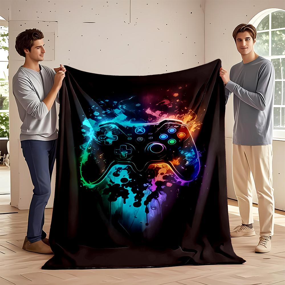 Colorful Game Controller Neon Artwork Blanket Flannel blanket for bedroom, living room, sofa, and nap sofas