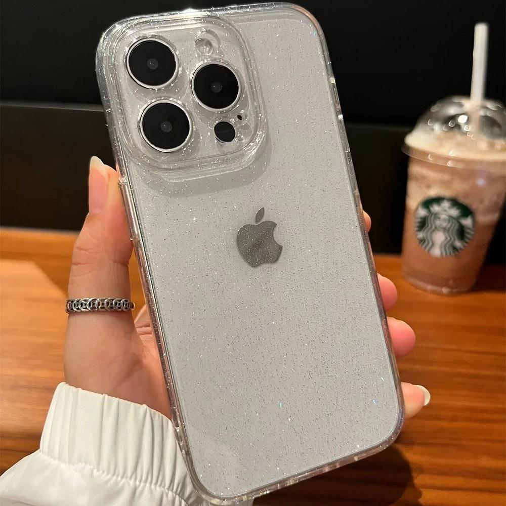 

Прозрачный блестящий мягкий чехол для телефона iPhone 16 15 14 13 12 11 Pro Max XR XS X 7 8 Plus SE 2 прозрачный противоударный полный чехол For iPhone 14 Pro