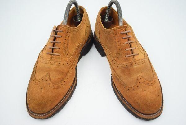 Regal Crepe Sole Nubuck Leather Full Brogue Wingtip 26 Brown Suede Finish Dress Shoes Business(USED)