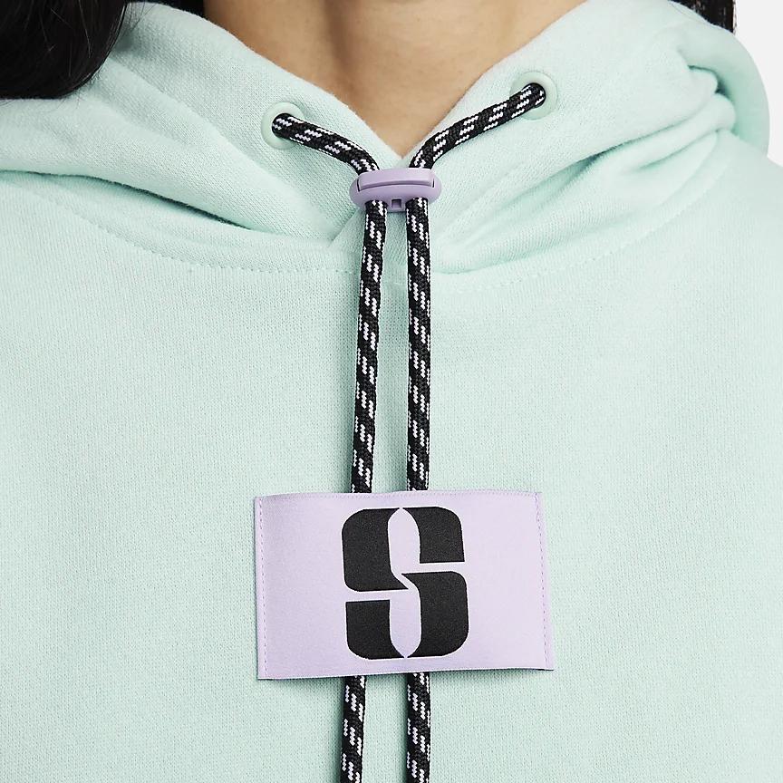 Nike Sabrina Letter Tag Hooded Fleece Casual Sweatshirt Women Tops Ice-Jade-Blue FJ4450-346