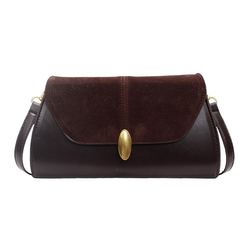 Underarm Bag 2025 Spring New Retro Handbag Splicing Foreign Style Trend Shoulder Bag Foreign Style PU Leather Bag