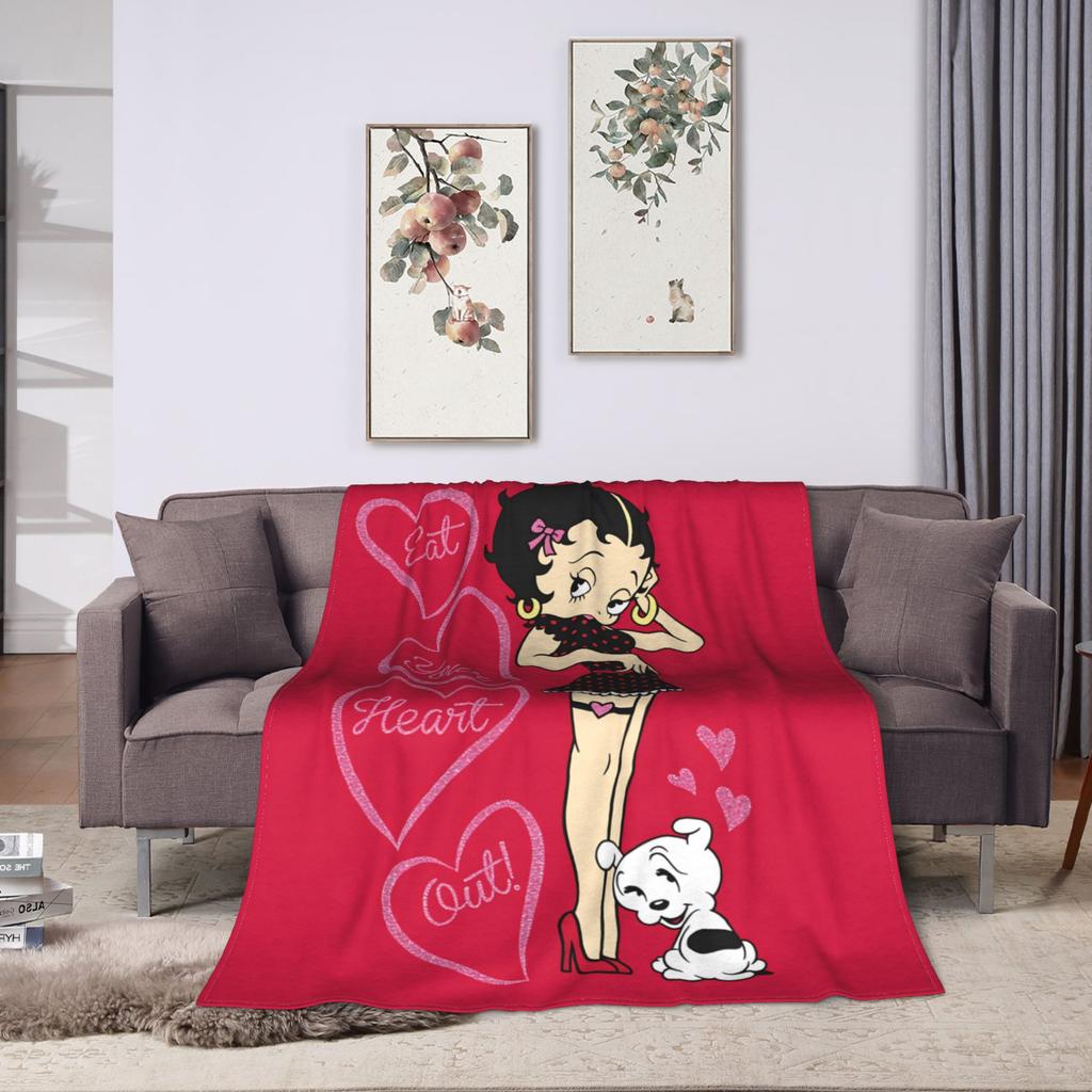 Soft Blanket Travel Office B-Bettys Boops Merry Christmas Throw Blanket  Flannel Bedspread For Couch Chair Novelty Sofa Bed