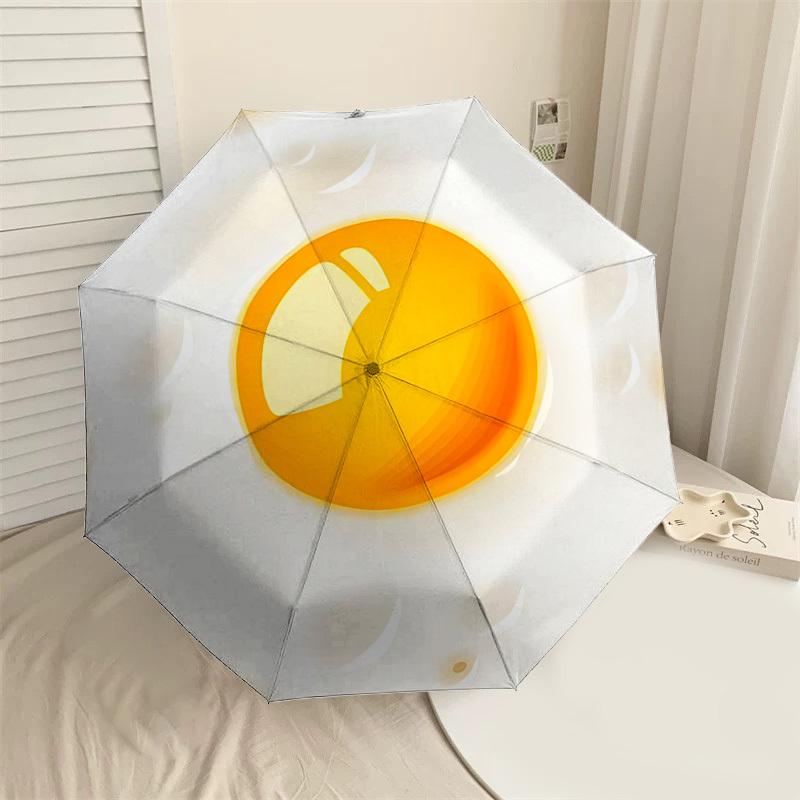 

1PC fried egg Automatic Open/Close Umbrella with Windproof, 8-Rib Sturdy Canopy, Durable Ribs, Fashionable Design1283A