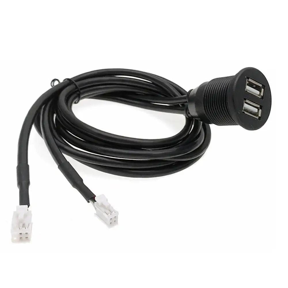 4 6 Pin Dual USB Dashboard Mount Panel Extension Shielded Truck Motorcycle Cable Head Car Player Unit Adapter Android Radio A3S9