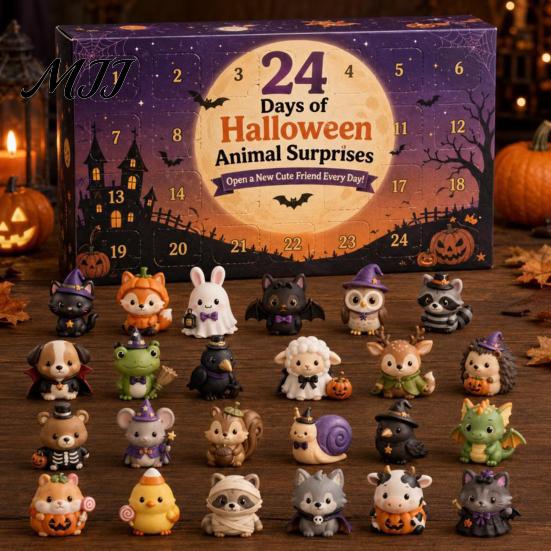 Portachiavi Acrilici Fatati Calendario dell'Avvento di Halloween 2026, Conto alla Rovescia di 24 Giorni con Mini Figure, Set di Figure da Collezione Giocattolo per Bambini Adulti, Bomboniere per Feste