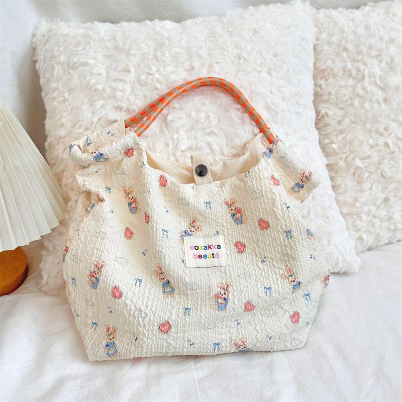 41 Embossed Cartoon Puppy Hand Bag Female Hand Shoulder Canvas Bag Going Out To Work Commuter Bag