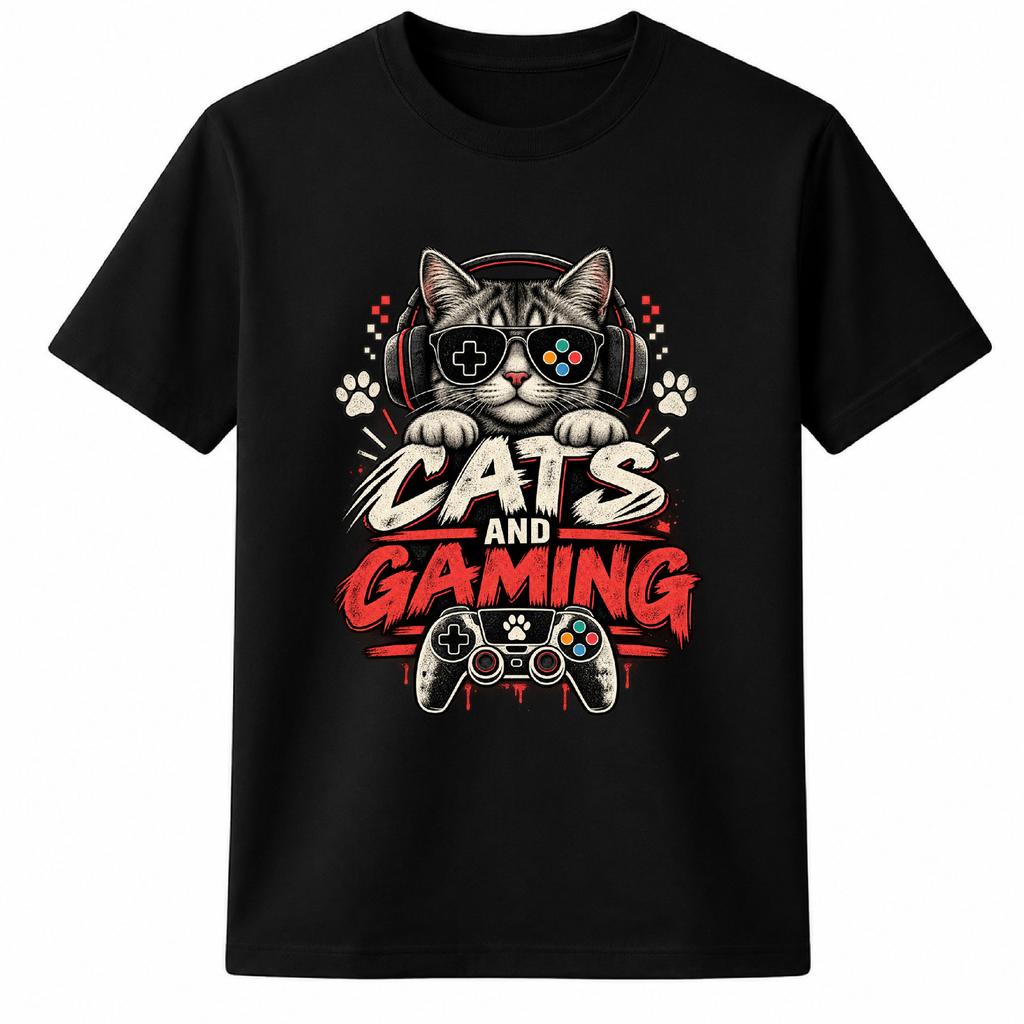 Cats And Gaming Unisex T-shirt, Gamer Cat Unisex T-shirt, Gaming Gift For Cat Lovers Unisex T-shirt