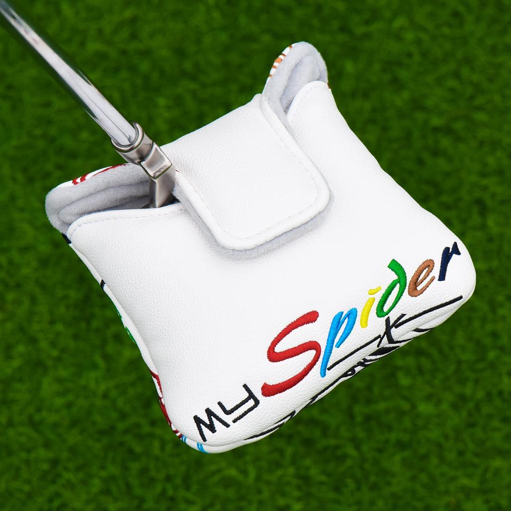 Mytag Golf Mallet Putter Headcover Spider Putter Cover with Magnet Heel Shaft Putter Headcover for Taylormade 2022 Spider GT Putter White