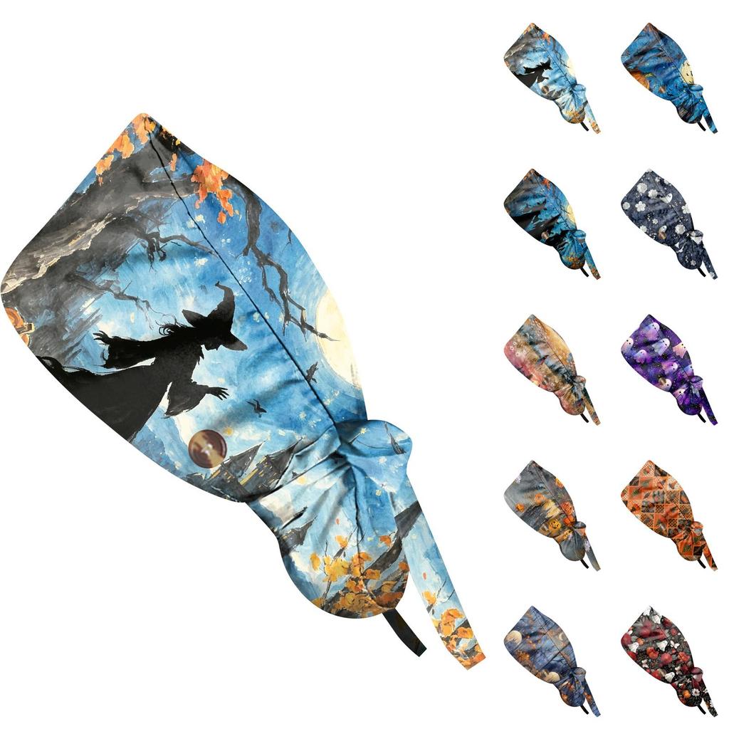 Women's Halloween Printed Ponytail for Work Shower Hair Wrap