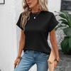 Women S Waffle Knit Solid Color Short Sleeve T Shirt College Style