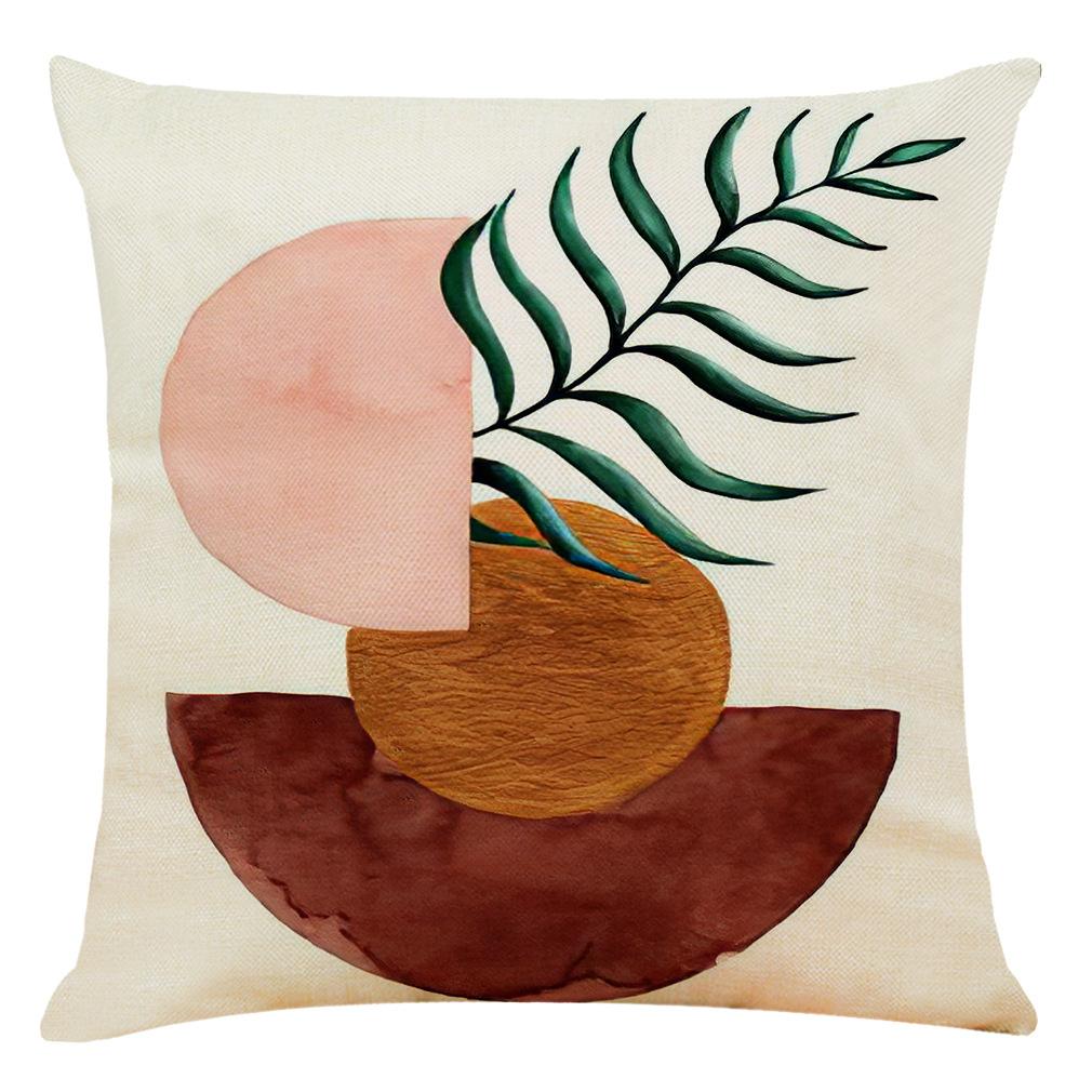 45X45Cm Linen Pillowcase Abstract Geometric Sofa Cushion Cotton Linen Car Pillowcase (Without Pillow Core)