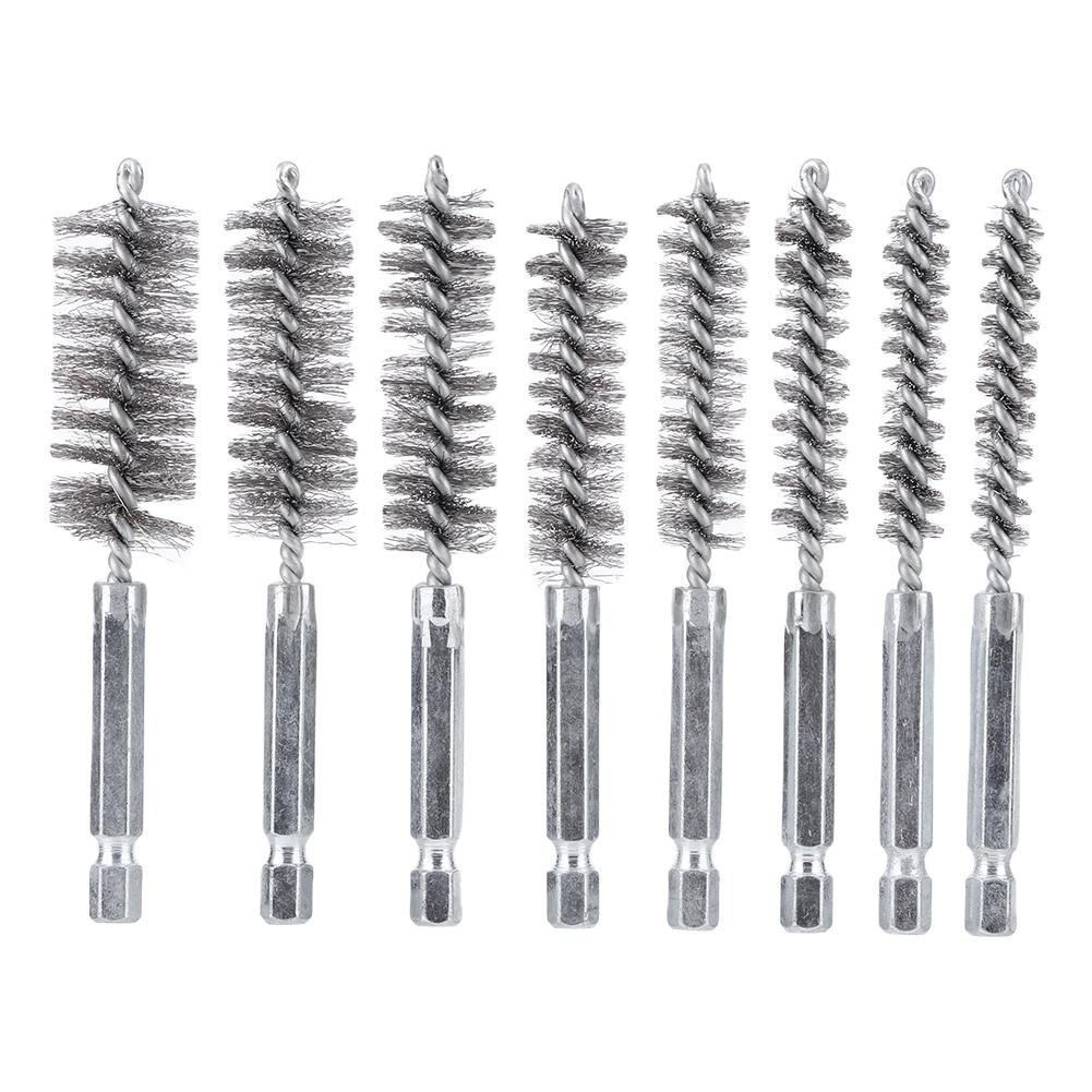 

6/8/10/12 шт. 8 мм-19 мм щетина из нержавеющей стали проволочная щетка 3,9 дюйма длинная проволочная щетка для чистки труб для ударного шуруповерта с электродрелью