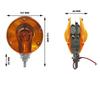 2Pcs 4" Round Double Face Turn Signal Lights with 12V Bulbs | Chrome Amber Pedestal Marker Lights | Dual Face Side Marker, Stop, Turn, Tail