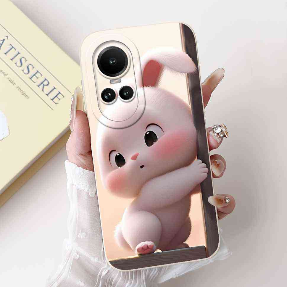 For Oppo Reno10 5G CPH2531 Case Luxurious Rose Cute Rabbit Soft Silicone Cover For Reno10 Pro 5G CPH2525 6.7" Global Phone Shell