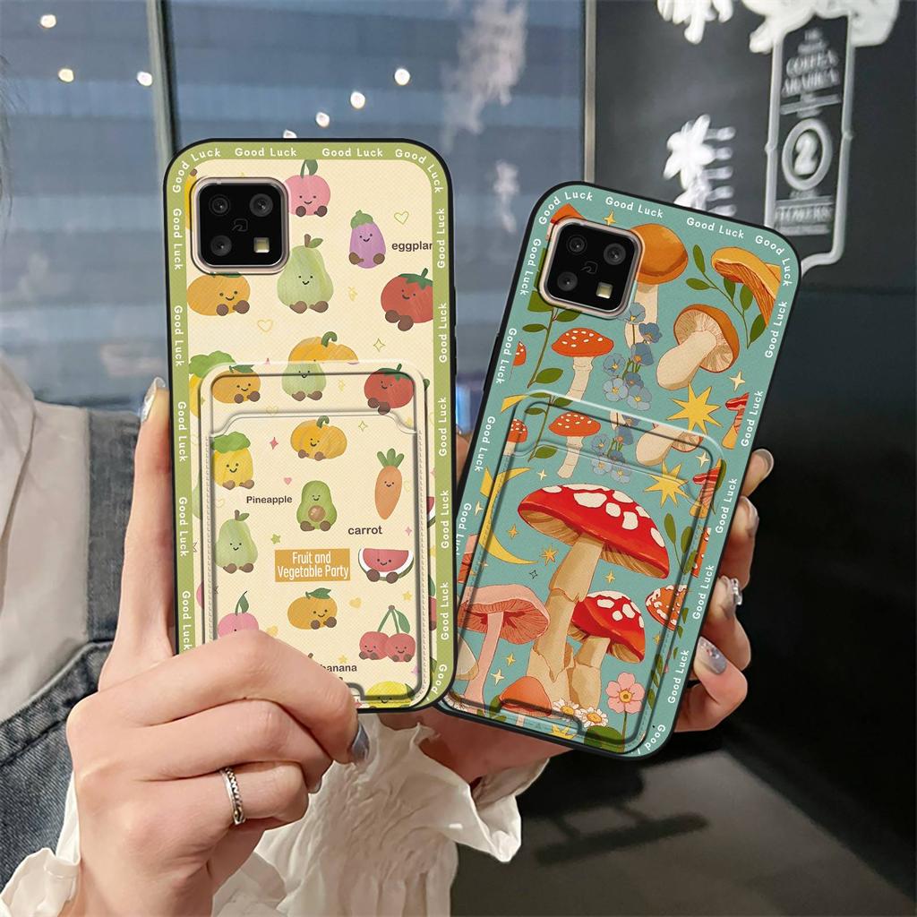 Silicone Cute Phone Case For Sharp Aquos Sense4 4G/Sense 5G Shockproof Back Cover Protective Durable Card Slot Graffiti