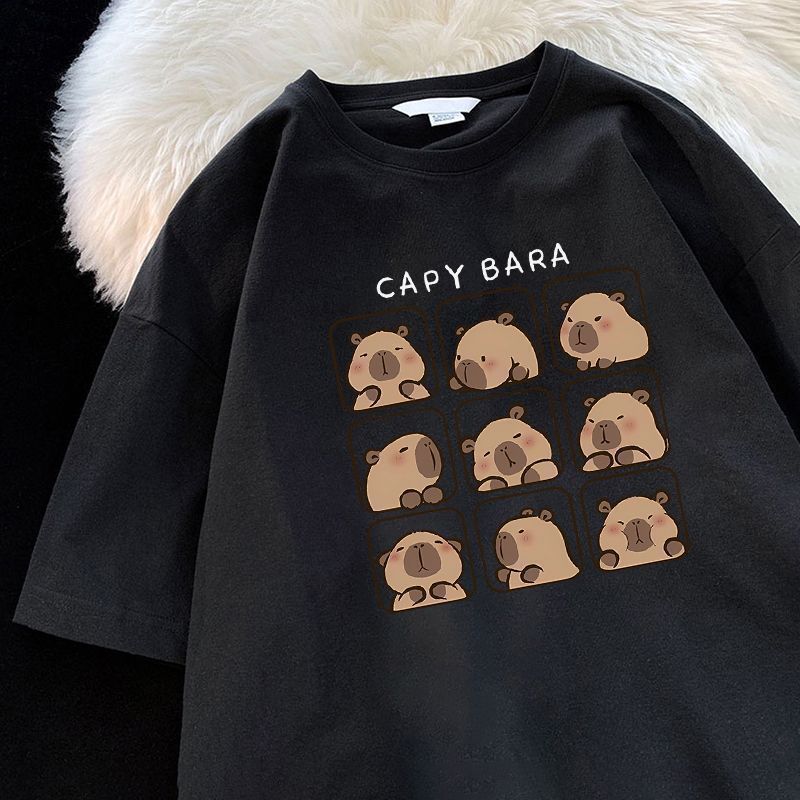

New Fashion Men T-shirt Trendy Brand Kapibala Nine Palace Grid Printed Parent Child Wear Pure Cotton Casual T-shirt Tops S разноцветный