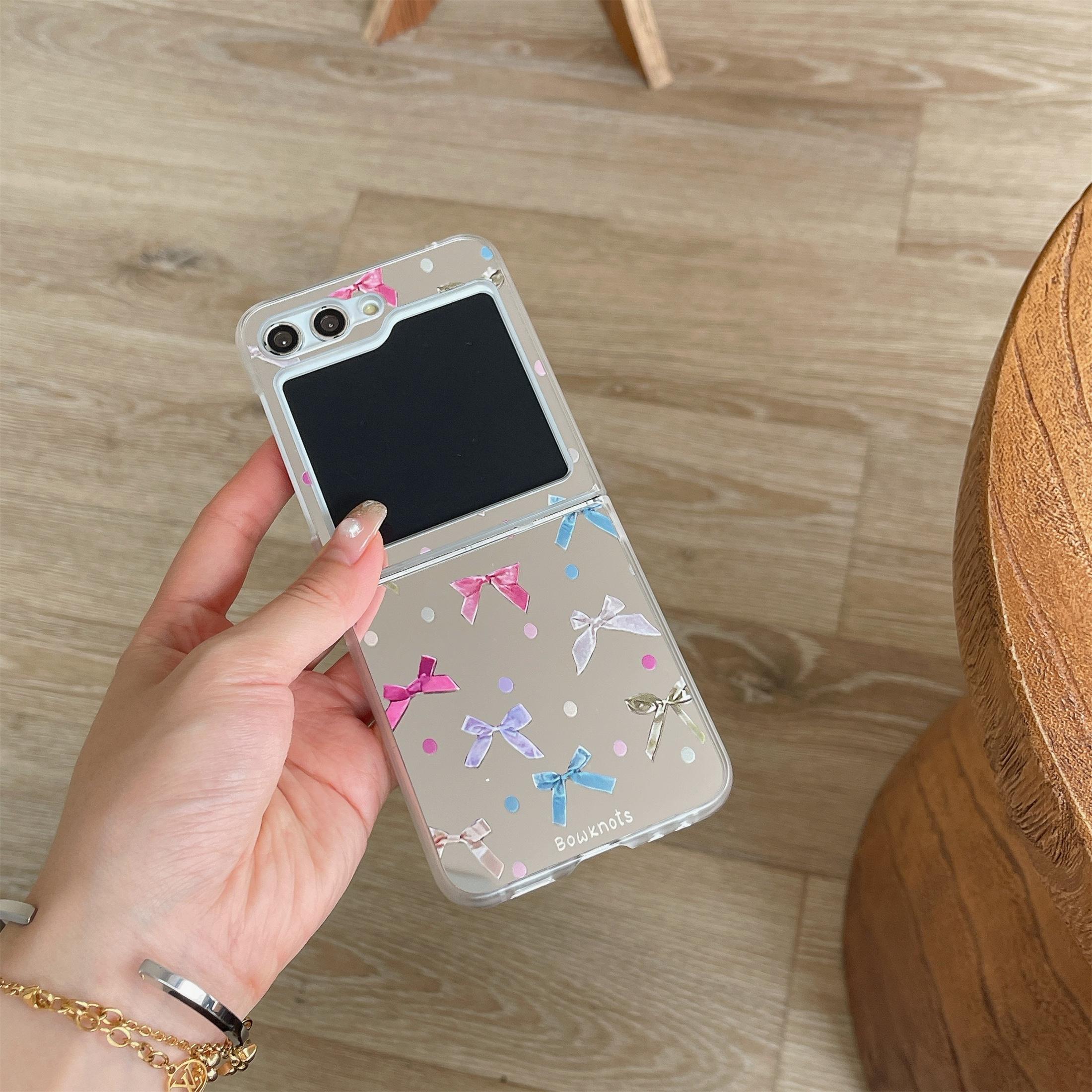 

Чехол для телефона Samsung Galaxy Z Flip 3 4 5 с цветным бантом розового цвета и английскими буквами, складной чехол для телефона for Galaxy Z Flip4(6.7 )