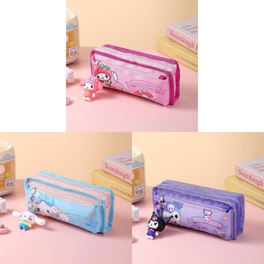 Sanrio Kuromi Canvas Pencil Case Large Capacity Durable Stationery Bag For Students