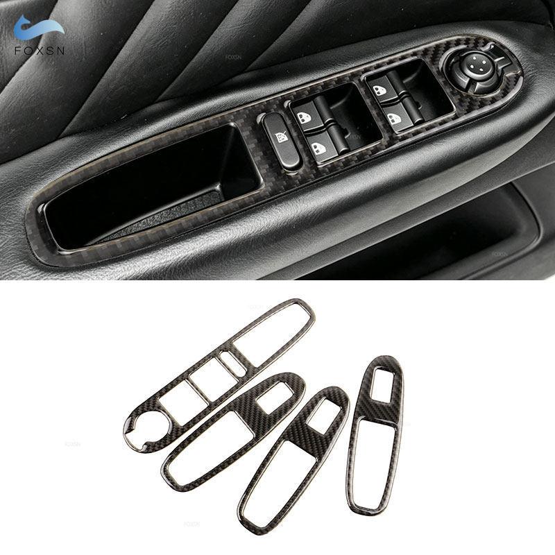For Alfa Romeo 159 2004-2011 Soft Carbon Fiber Car Interior Door Armrest Window Glass Lift Panel Switch Button Frame Cover Trim