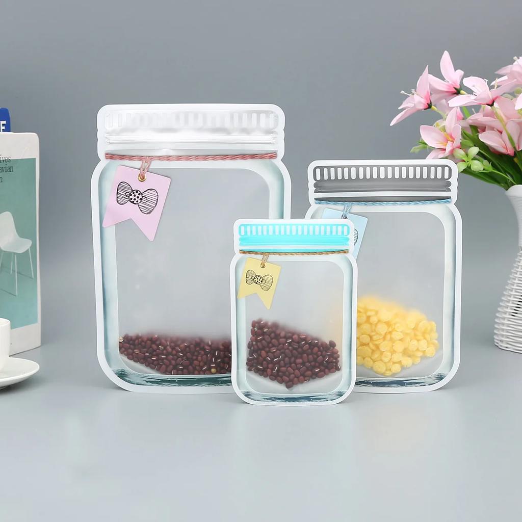 5PCS/set Travel Food Candy Ziplock Bags Portable Reusable Bottles Bags Seal Food Container Food Snack Zipper Bags wholesale