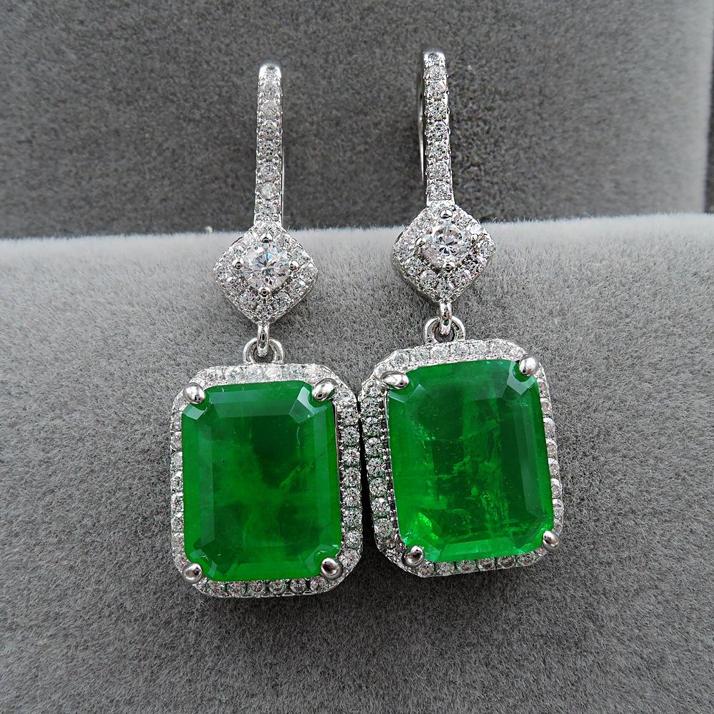 Jewelry Direct Sales Simulation Emerald Colored Treasure Earrings Retro Earrings Earrings Jewelry