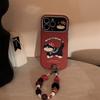 Ins Red Cartoon Cat Suitable for 16pro Max Apple Mobile Phone Case Iphone15 Leather Cartoon 17 Hanging Chain