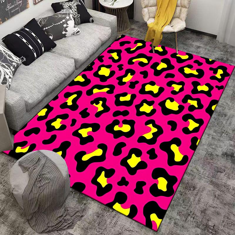 Leopard Pattern Carpet with Gradient Pink-Purple Background, Modern Animal Print Style Suitable for use san anti-slip for room and bedroom sofas