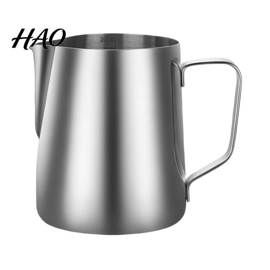 Coffee Frother Jug with Scale Stainless Steel Milk Frothing Pitcher, Professional Latte Art Cup Foam Pitcher Measurement Scale, Dripless Spout