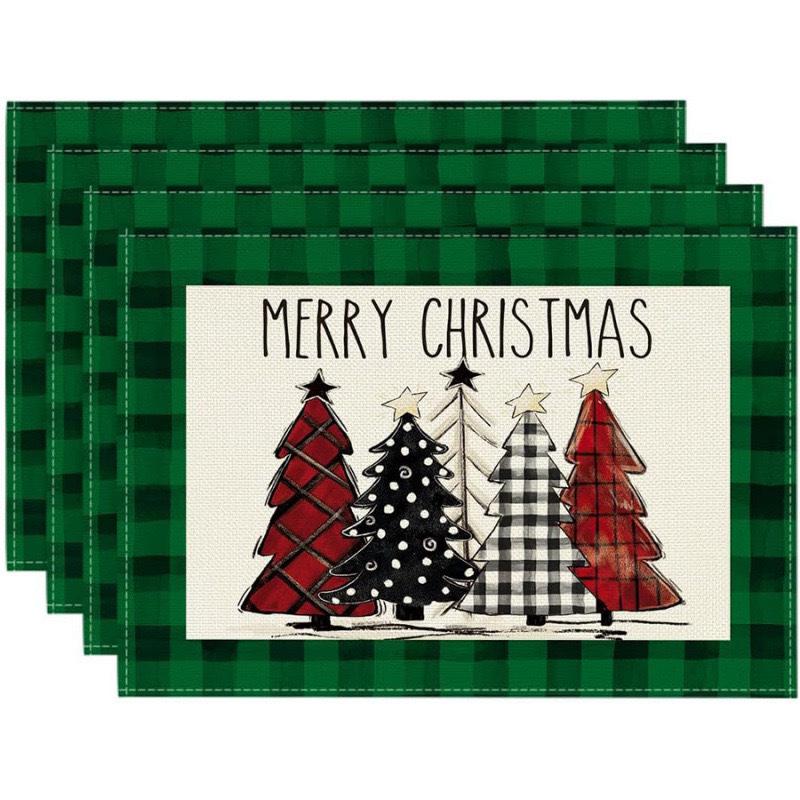 Cross-Border Bestseller Christmas Linen Placemat - Festive Letters & Colors for Restaurant Decoration