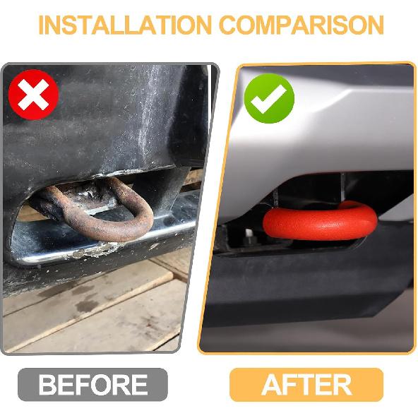 Car Tow Hook Protective Cover Compatible with Ford Ranger 2023-2025 Rubber Front Bumper Tow Ring Pull Ring Protective Case Trailer Pull Ring Trim