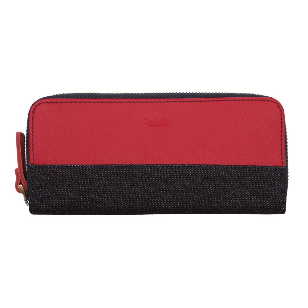 

Luddite Leather Combination Round Zip Pen Case 2 Denim Genuine Leather Pencil Case [Red] LDKC-RZP2-03