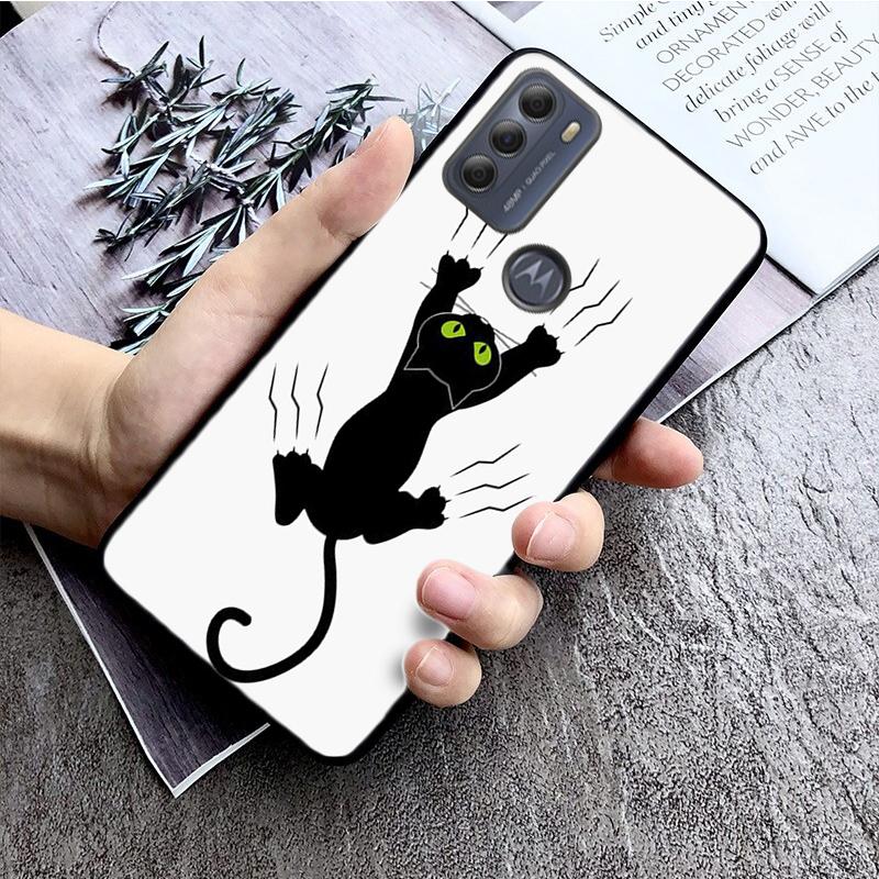 Black Cat Phone Case for Motorola Moto E32 E20 E40 G22 G52 G20 G30 G100 G60 G50 G10 GPure GStylus G9 One Action Macro