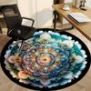 1pc Mandala Artwork Chair Carpet for Office, Round Polyester Mat, Indoor Decor for Office, Easycare Fabric, Washable Non-slip Area Carpet