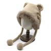 Ins Sweet Cute Bear Plush Knitted Hat Children Winter Thickened Warm Big Head Circumference Pullover Ear Hat
