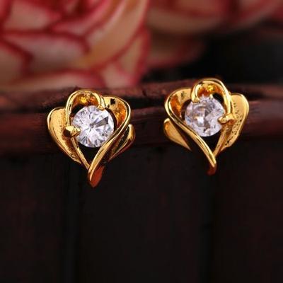 Purity Heart Gold Plated Austrian Crystal Stud Earrings for Women
