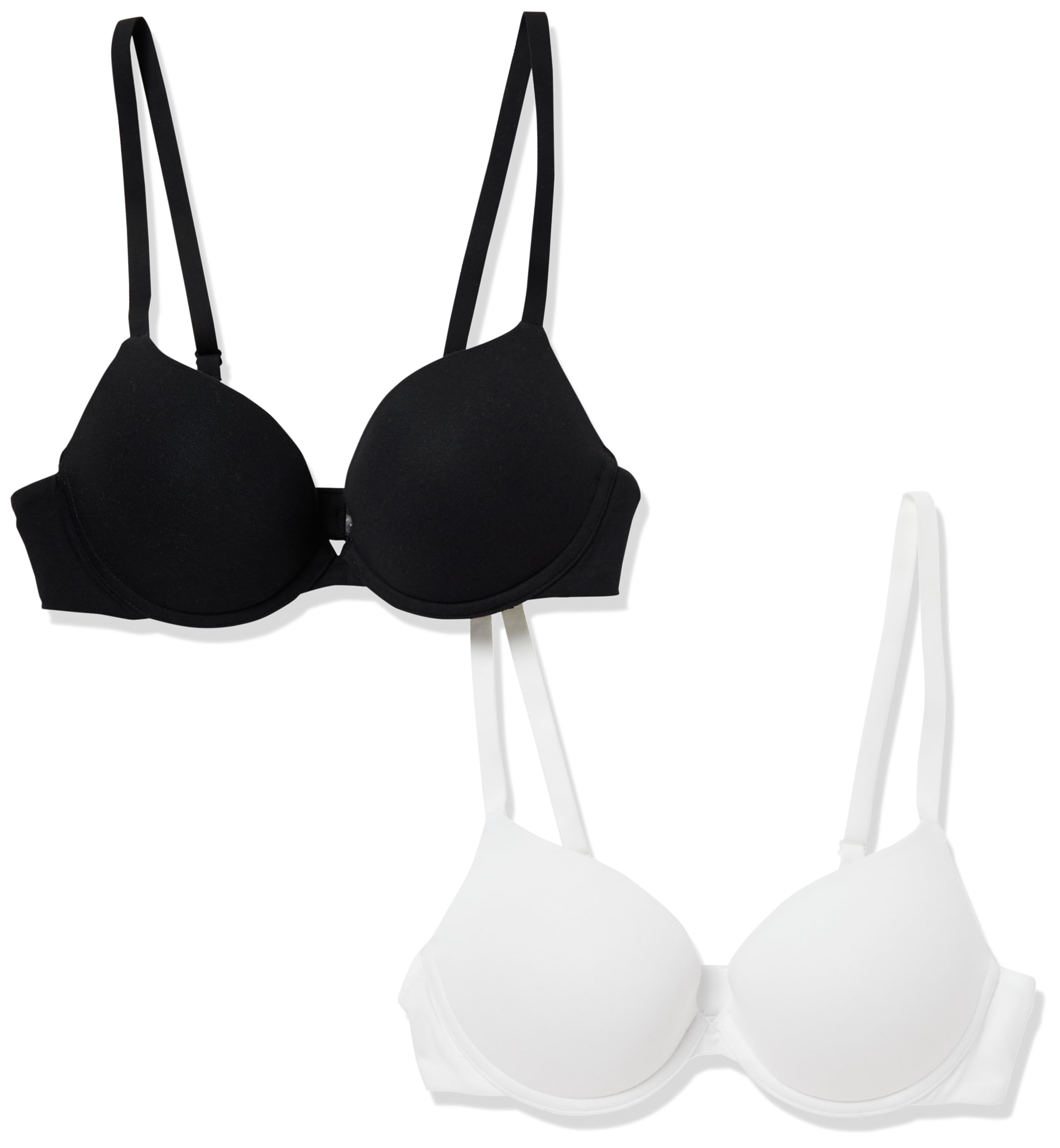 

B70 [Amazon Essentials] Набор из 2 бюстгальтеров пуш-ап, Хлопок, Женский, Черный/Белый,