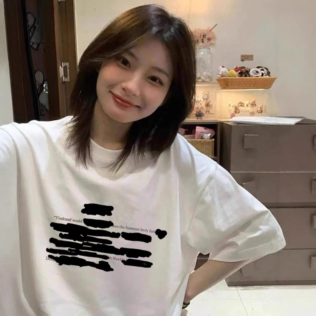 White cotton short-sleeved t-shirt women's new summer American high street loose large size fat mm half-sleeved top ins