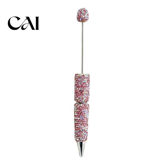 Crystal Diamond Gel Pen Beadable Pens, Bling Rhinestone Beaded DIY Bead Pen, Shaft Decorative Craft Black Ink Ballpoint Pens for Decorations