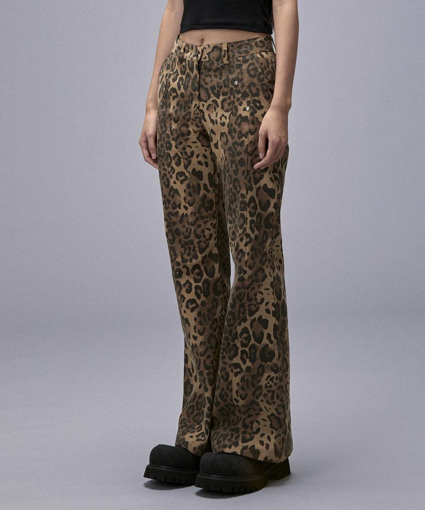 KITSCH&KISS Leopard Cut Line Bootcut Pants (25Fbt-Pnts05)