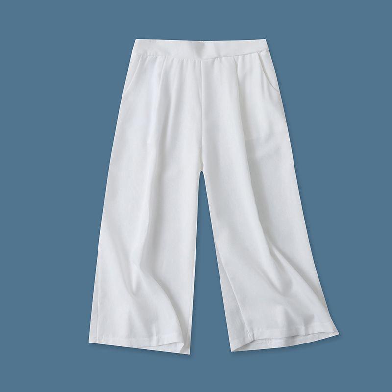 

High Waist All-Matching Simple and Breathable Thin Export Loose Pants White 3XL