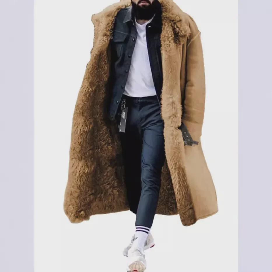 Men's Thick Winter Suede Long Coat