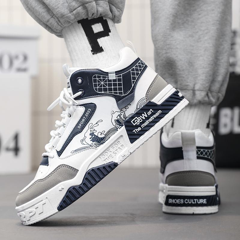 Fashion High Top Men Board Shoes Lightweight Men Casual Shoes Platform Walking Sneaker Breathable Anti Slip Tennis Shoes