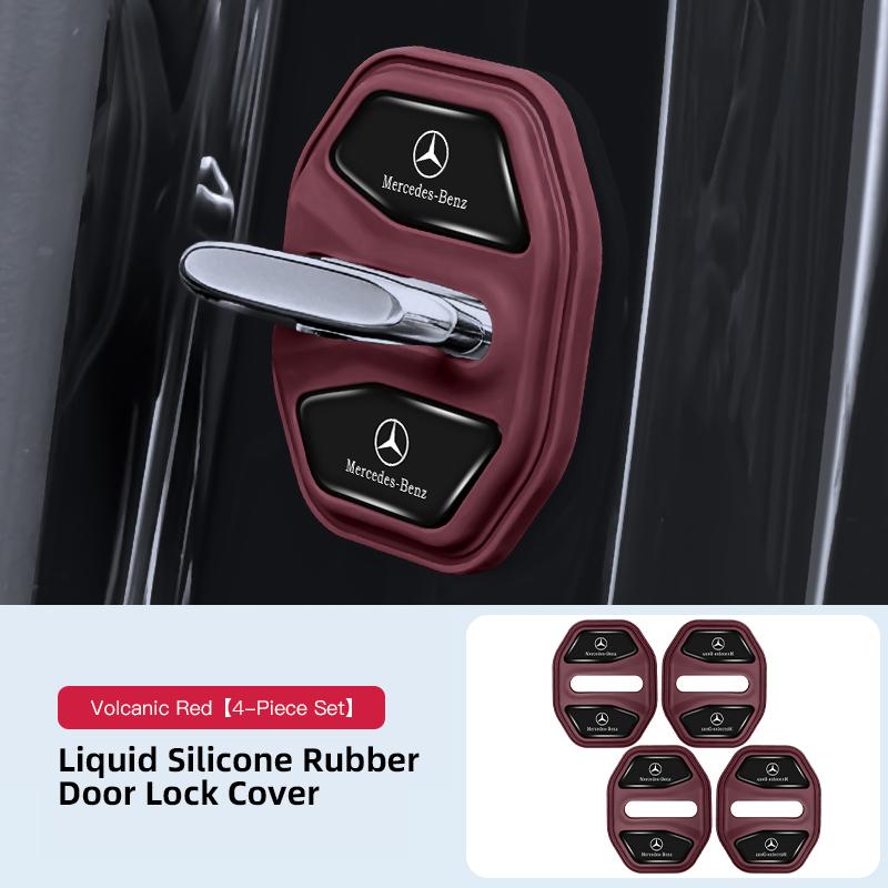 4Pcs Silicone Car Door Lock Buckle Protector Cover Tire Valve For Mercedes Benz AMG W203 W206 W220 W205 W211 W212 W201 W168 W169 BM1