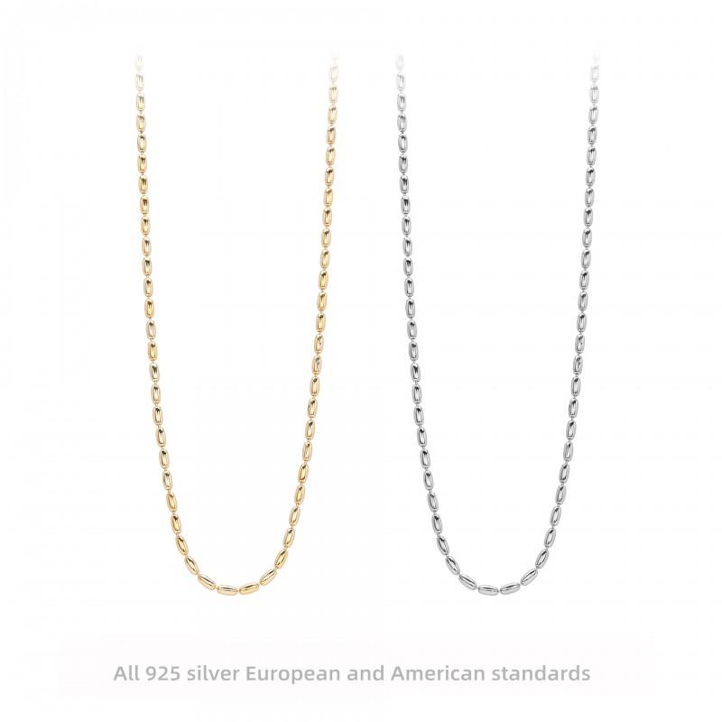 Womens Minimalist Olive Bead Chain Necklace Fashion Jewelry