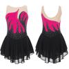 Girls Figure Skating Performance Costume Lyrical Dance Ballet Rhythmic Gymnastics Leotard Dress Shiny Rhinestone Mesh Dancewear