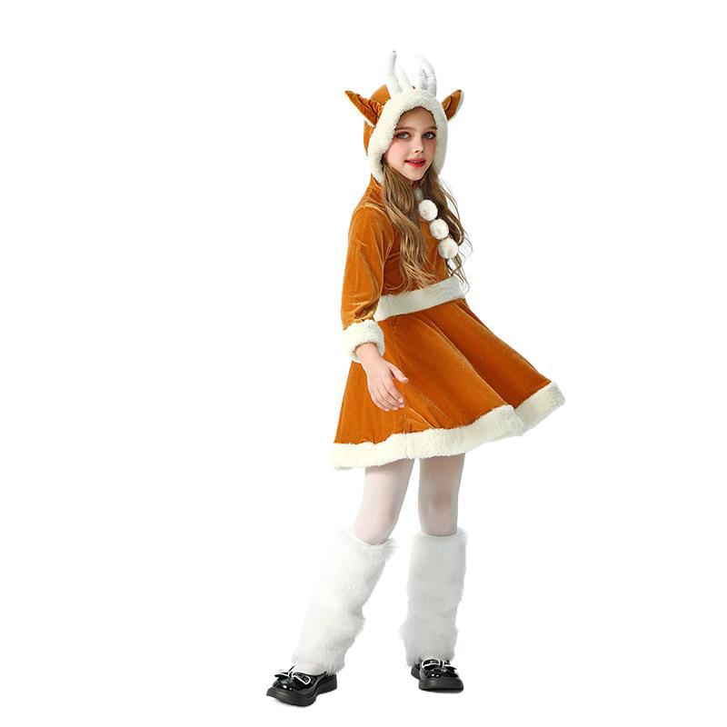 2026 Weihnachten Kinderkostüm Elch Kleid Weihnachts-Kinderkleidung Mädchen Baby Weihnachtsmann Lange Ärmel