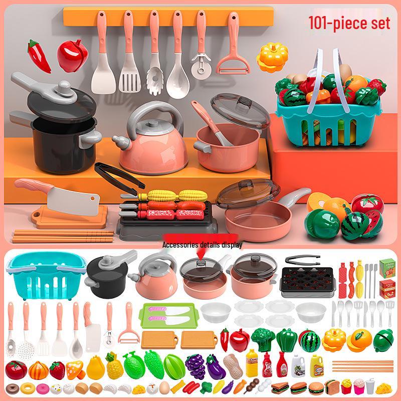 Kids' Play Kitchen Set: Cooking and Fruit Cutting Fun